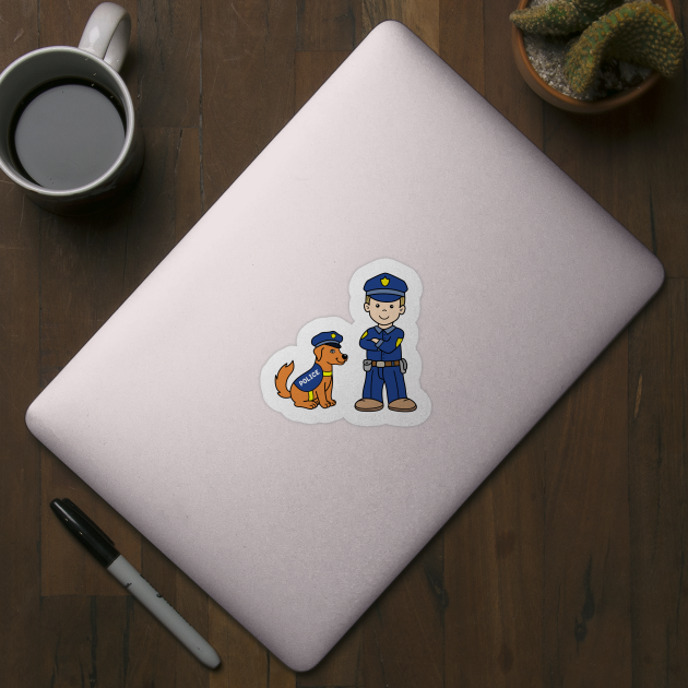 Boy as Policeman with Police Dog by samshirts